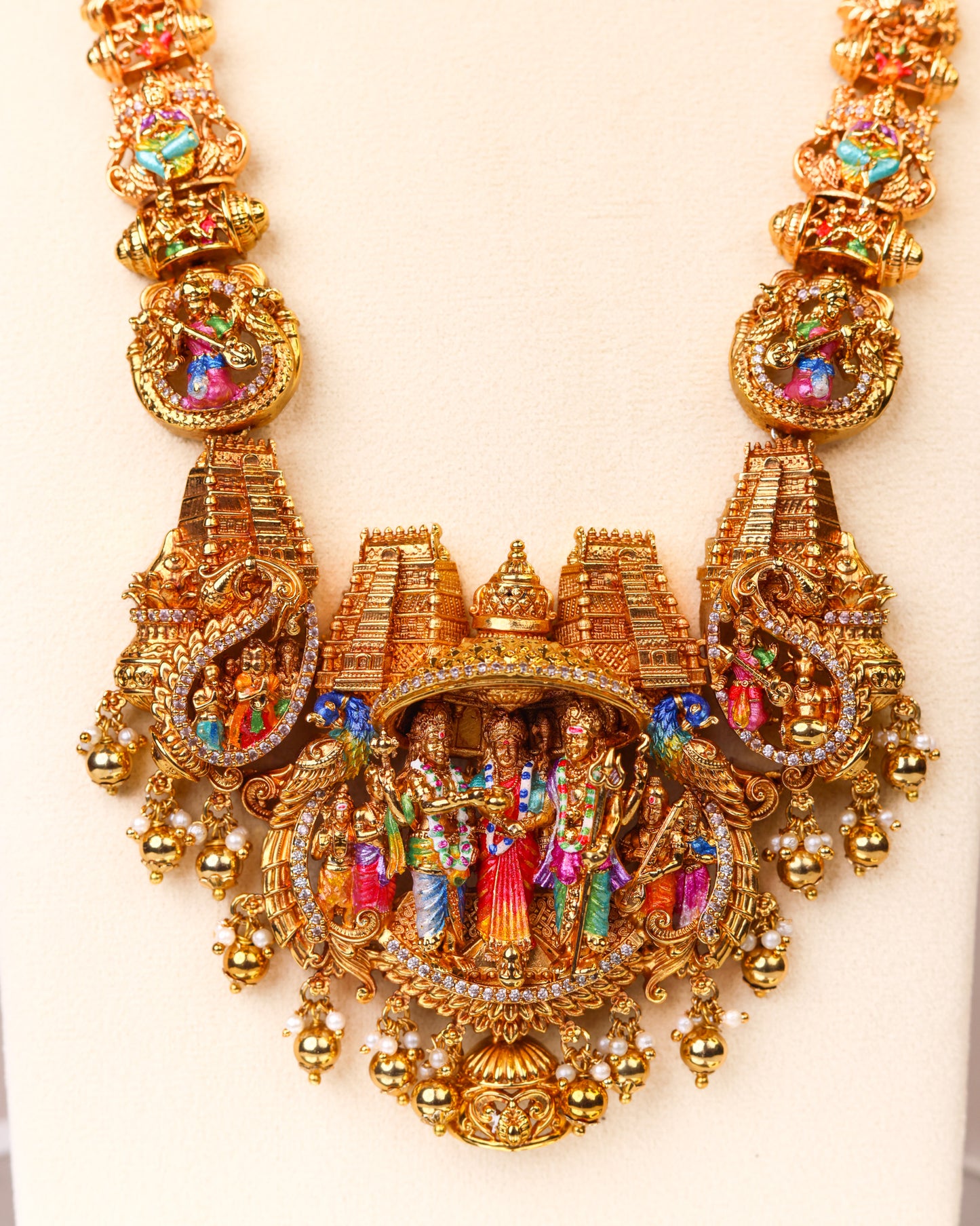 Shiva Parvathi Kalyana Haram – Premium South Indian Meenakari Temple Jewellery Set By Suwarnikaa Jewels