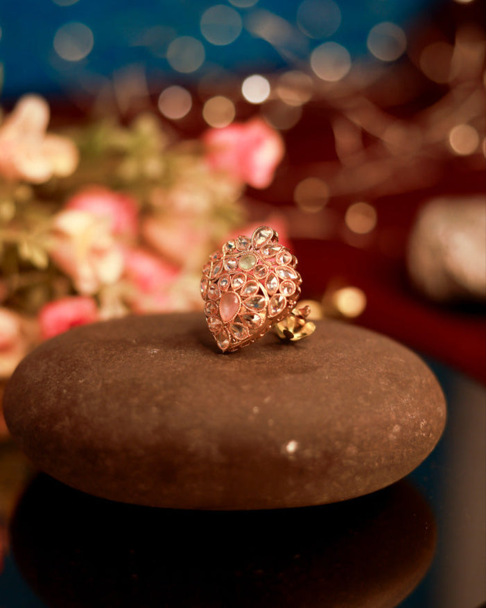 Suwarnikaa's Aura Ring Gold Plated with stones Brass  Finger Ring