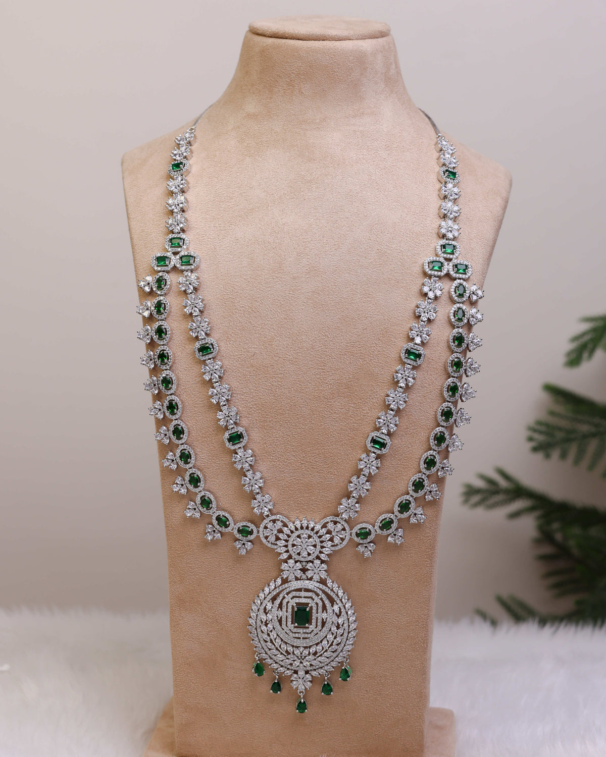 Emerald Royale Necklace Set by Suwarnikaa Jewels