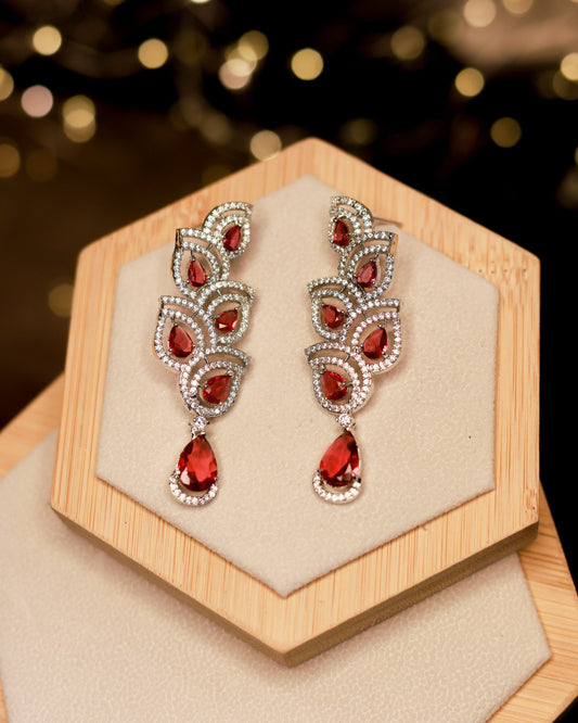 Suwarnikaa’s Scarlet Flame American Diamond Earring