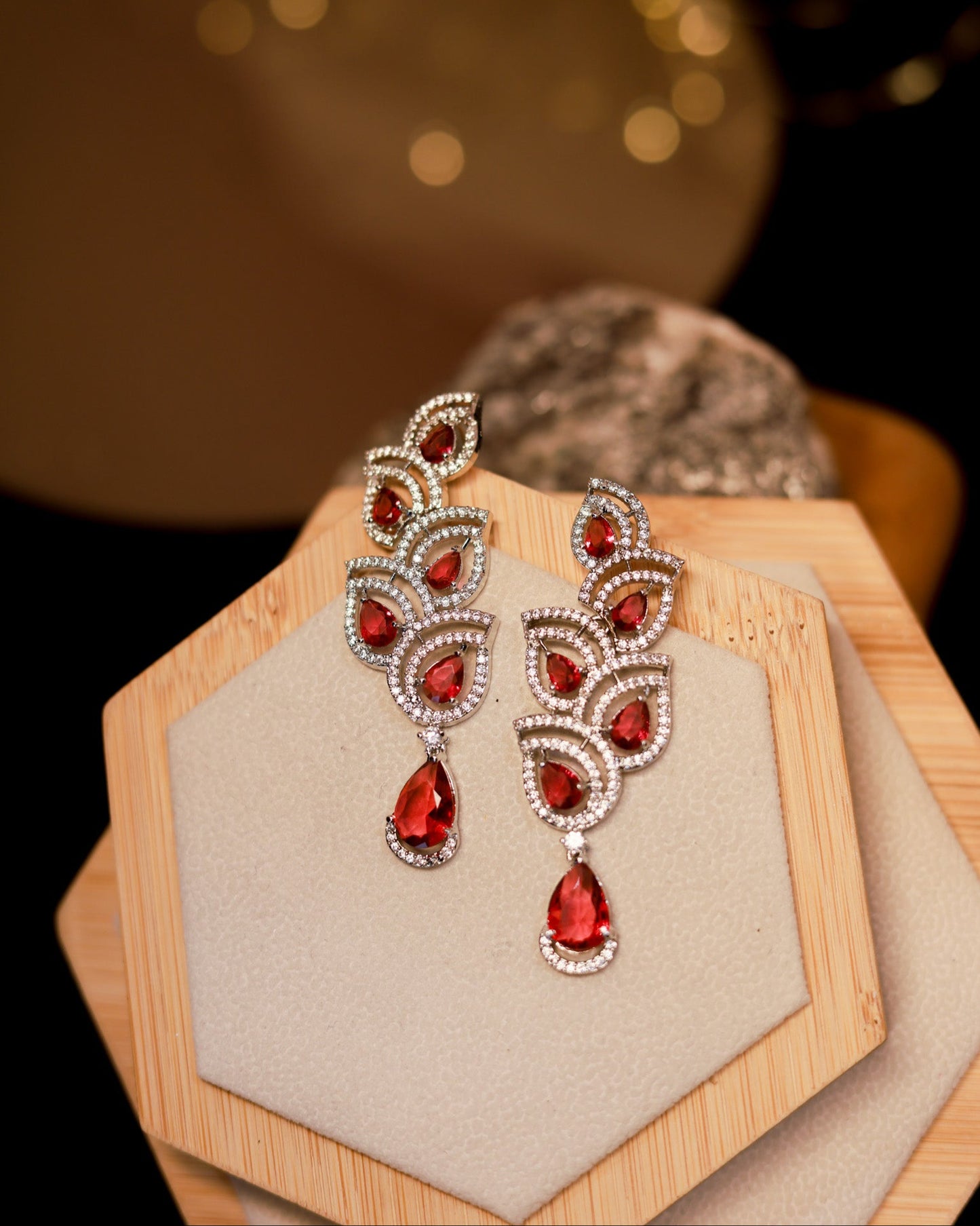 Suwarnikaa’s Scarlet Flame American Diamond Earring