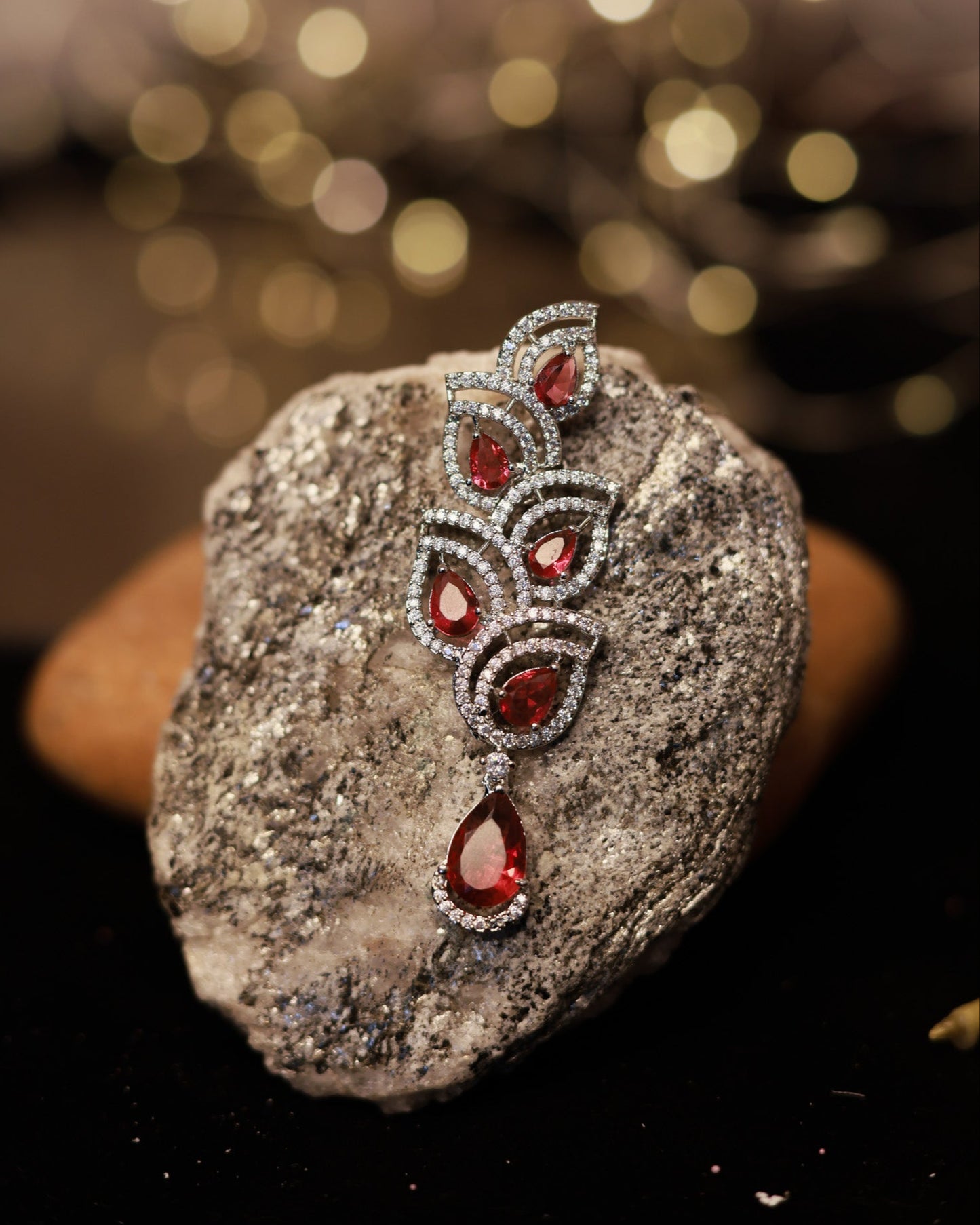 Suwarnikaa’s Scarlet Flame American Diamond Earring