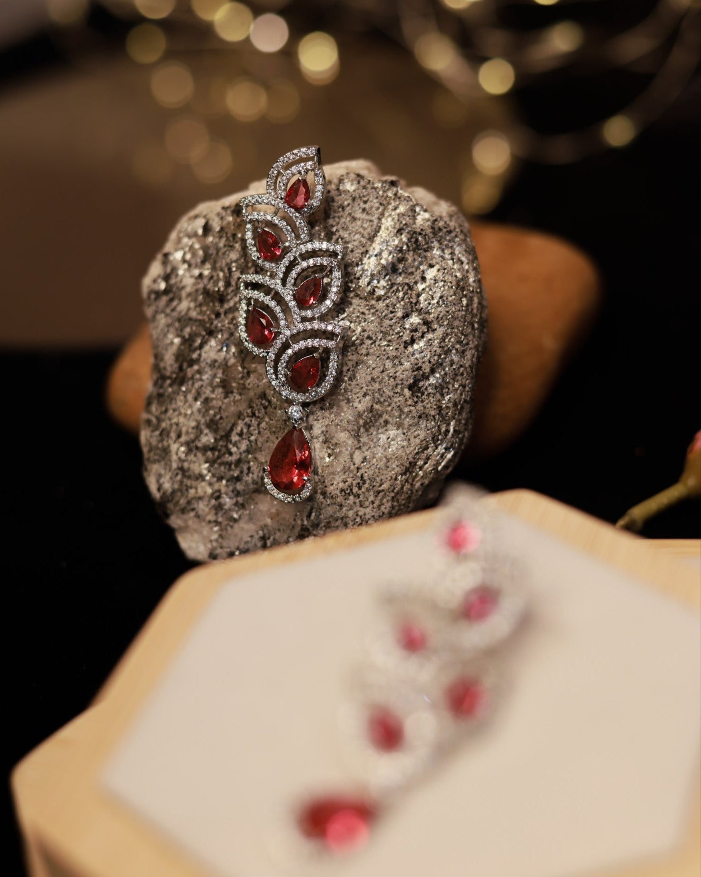 Suwarnikaa’s Scarlet Flame American Diamond Earring