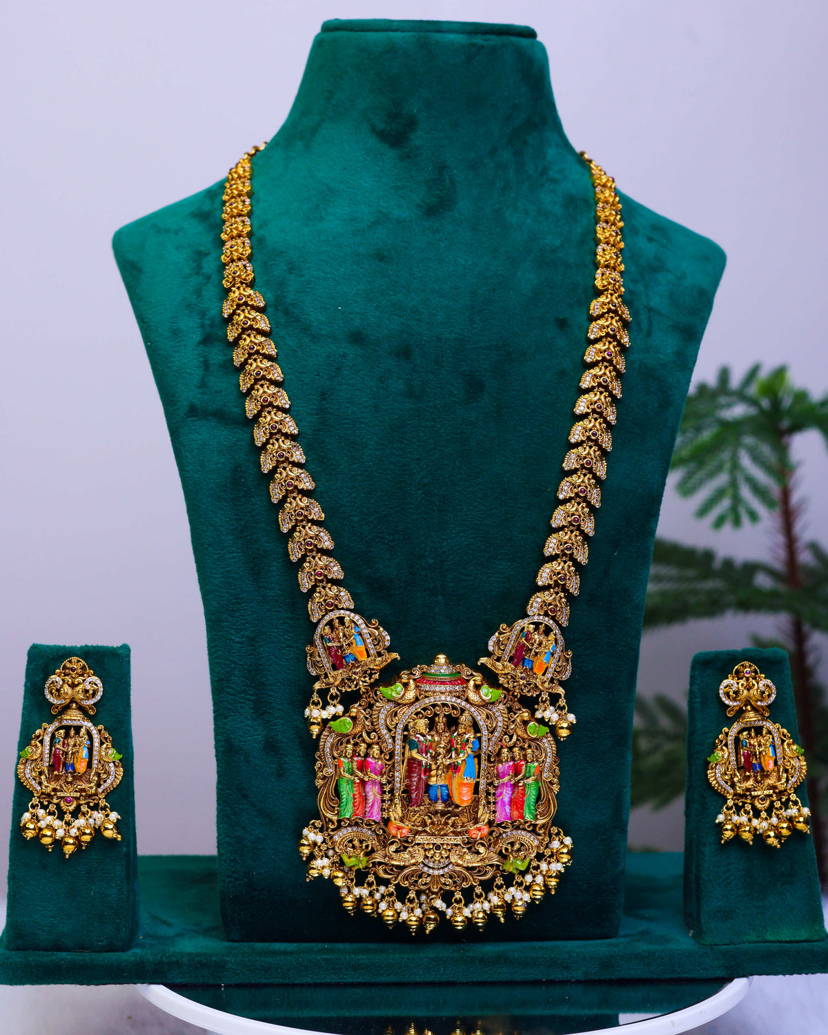 SriDevi Parinayam Mangala Vaibhavam  meenakari Temple Necklace Set  by suwarnikaa jewels
