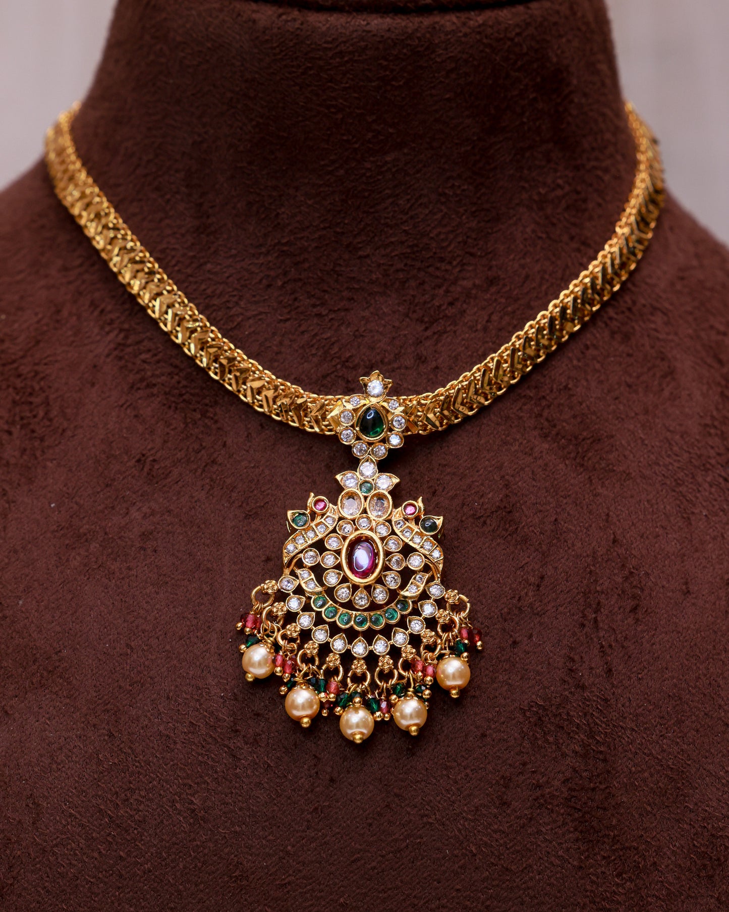 Vallika Nanupatti – Premium Gold Finish Necklace By Suwarnikaa Jewels