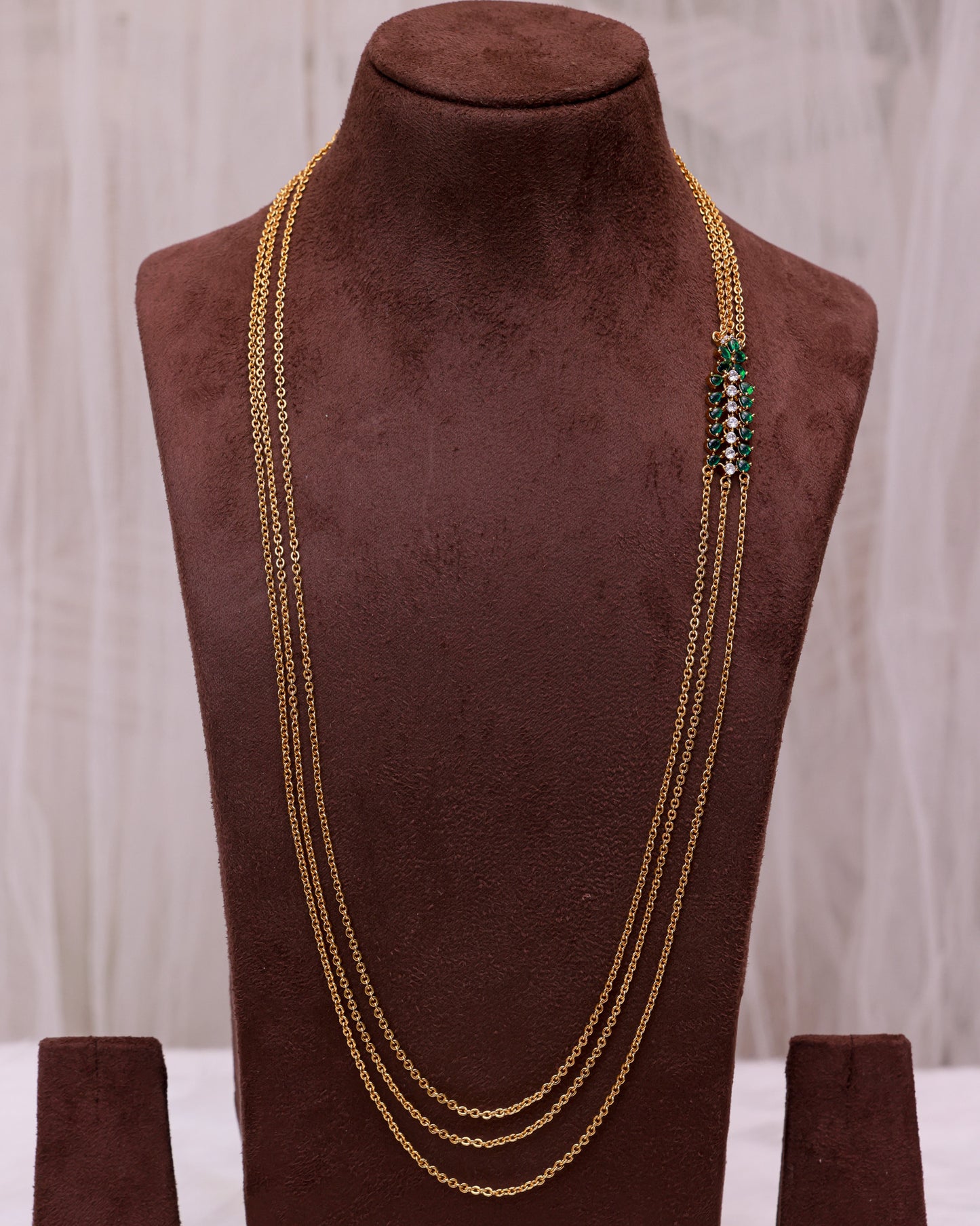 Srivalli Classic Chandra Haram(30"- 3 Line) – Premium Multi-Layer Gold Finish Long Chain Necklace By Suwarnikaa Jewels