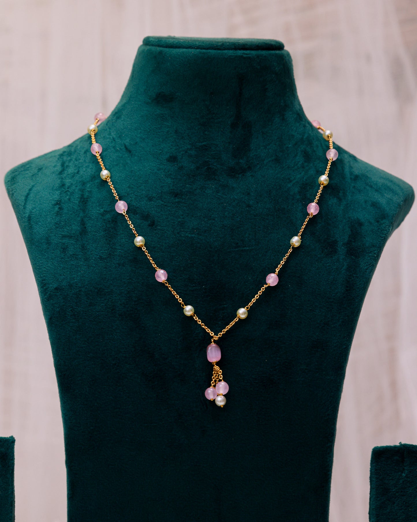 Blush Pearl Grace Neck Chain(18") – Elegant Pastel Pearl Chain for Daily & Office Wear By Suwarnikaa Jewels