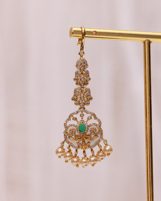Ritika Pearl Maang Tikka by suwarnikaa jewels