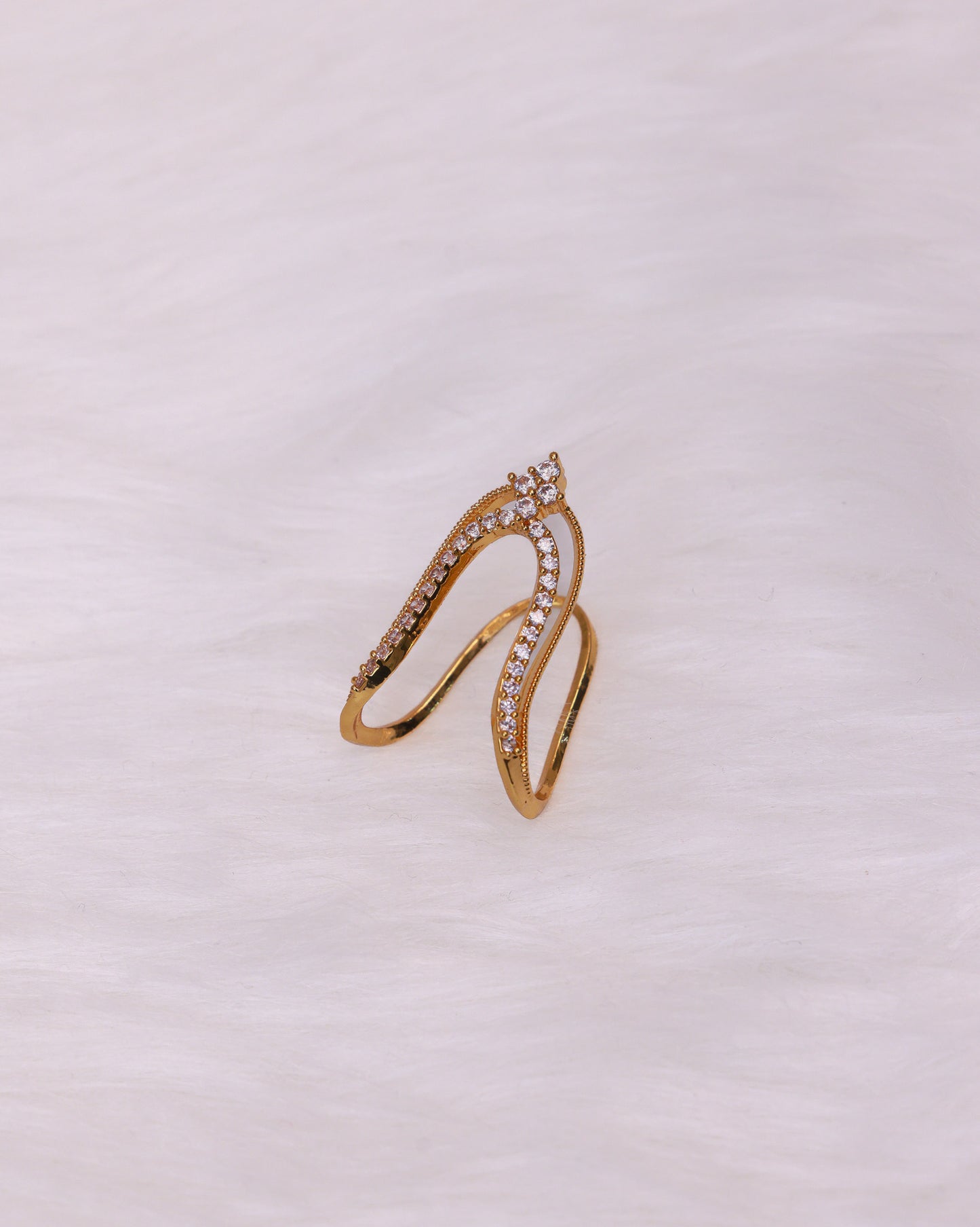 Suhana Crystal Arch Ring (Adjustable) by suwarnikaa jewels