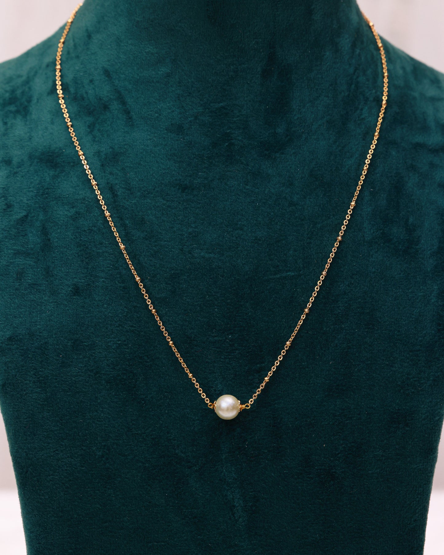 Pearl Drop Neck Chain(16") for Daily & Office Wear By Suwarnikaa Jewels