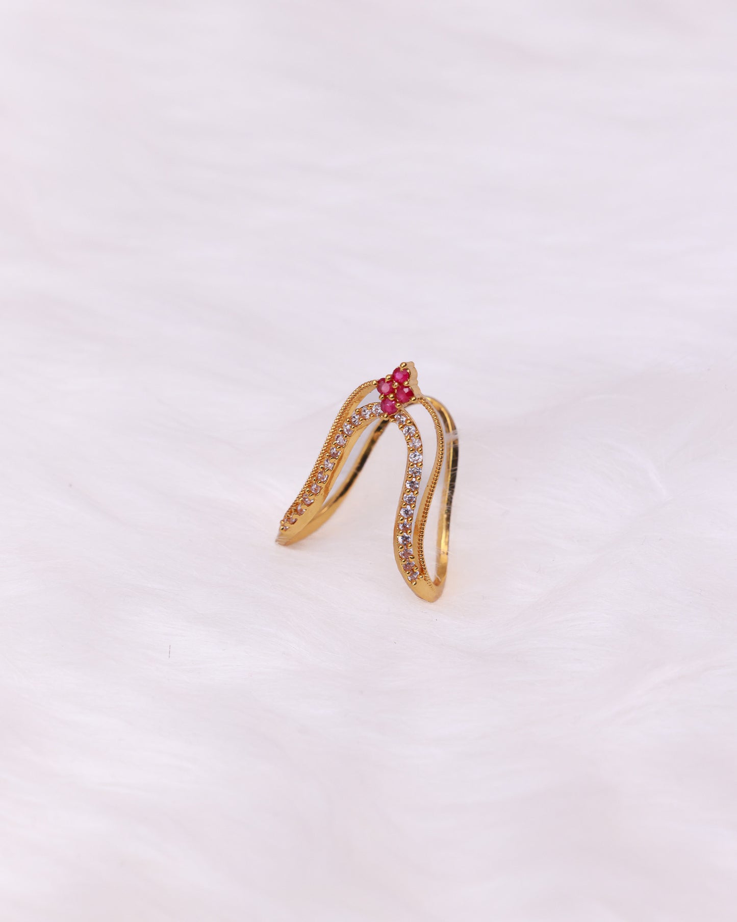 Suhana Ruby Arch Ring by (Adjustable) suwarnikaa jewels