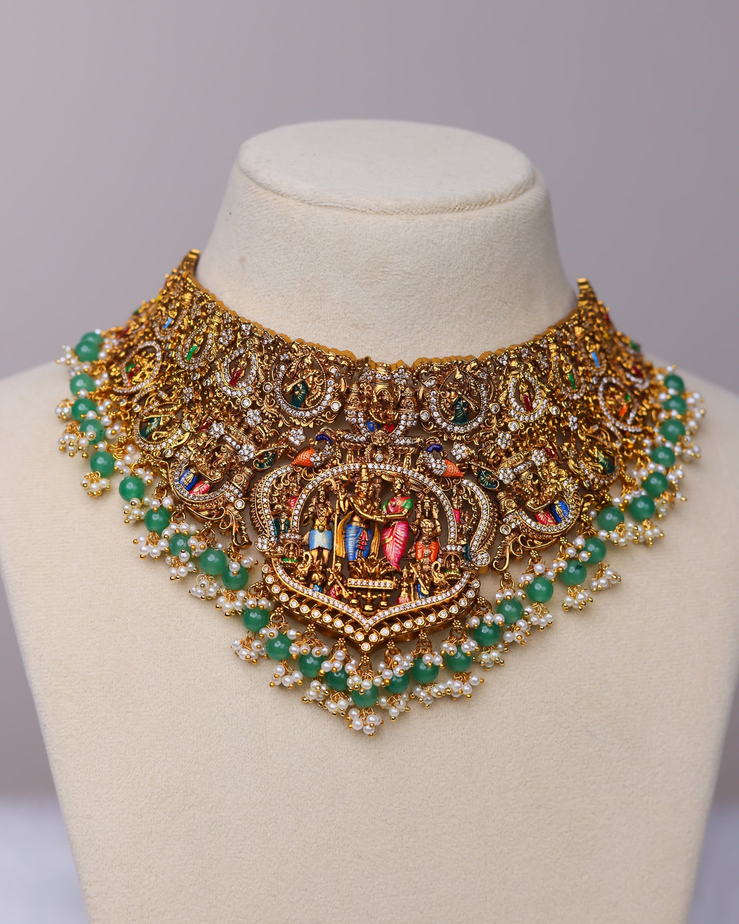 Srinivasa Kalyanam Choker Set  – Premium South Indian Meenakari Temple Jewellery Set By Suwarnikaa Jewels