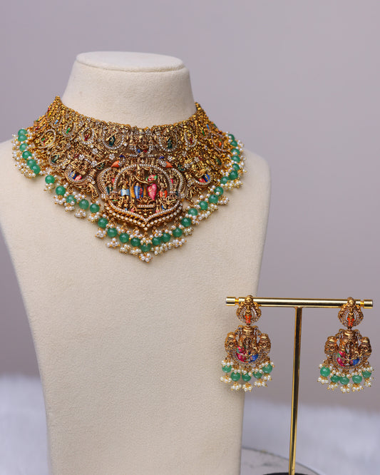 Srinivasa Kalyanam Choker Set  – Premium South Indian Meenakari Temple Jewellery Set By Suwarnikaa Jewels