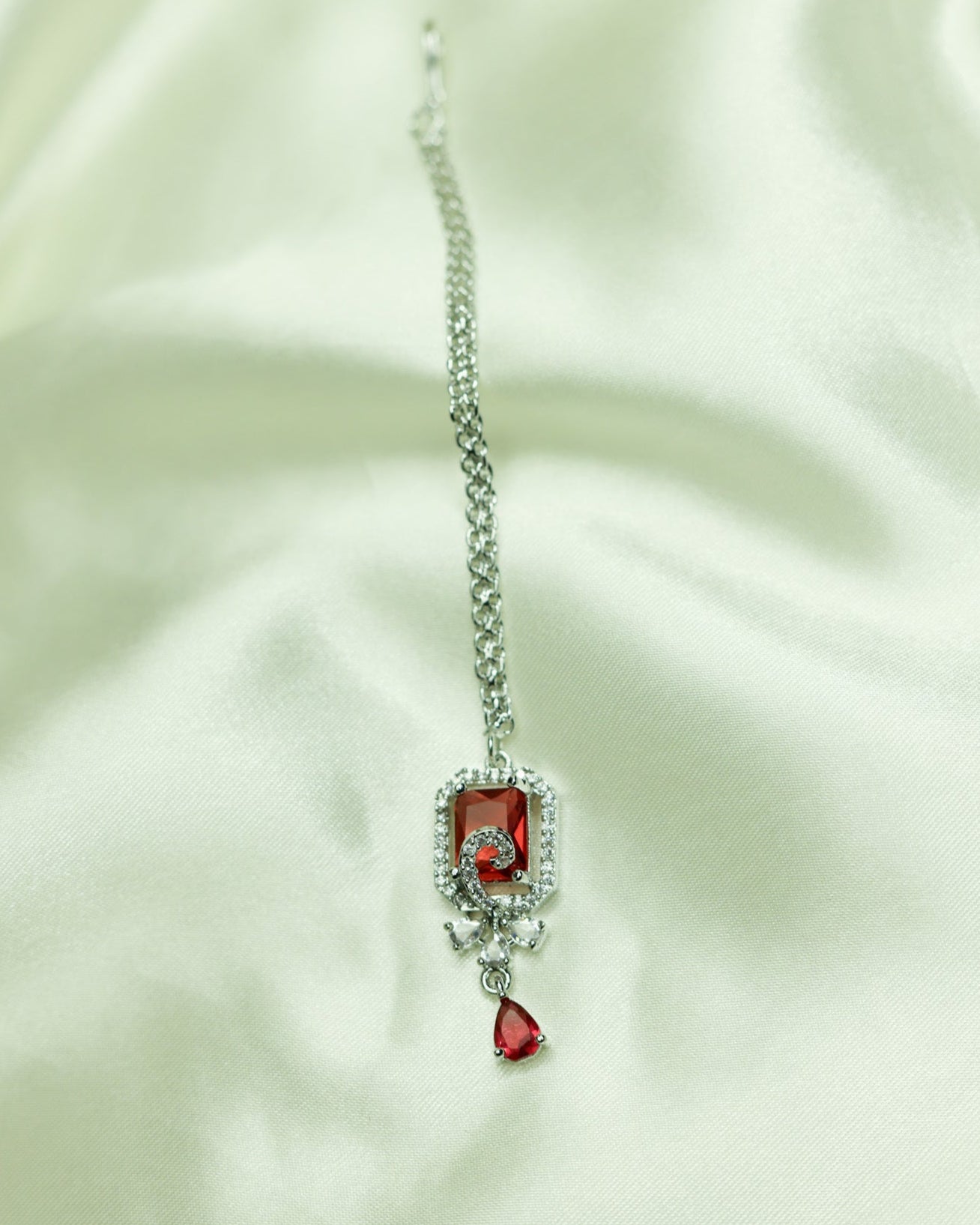 Suwarnikaa’s Red Majesty American Diamond Necklace set