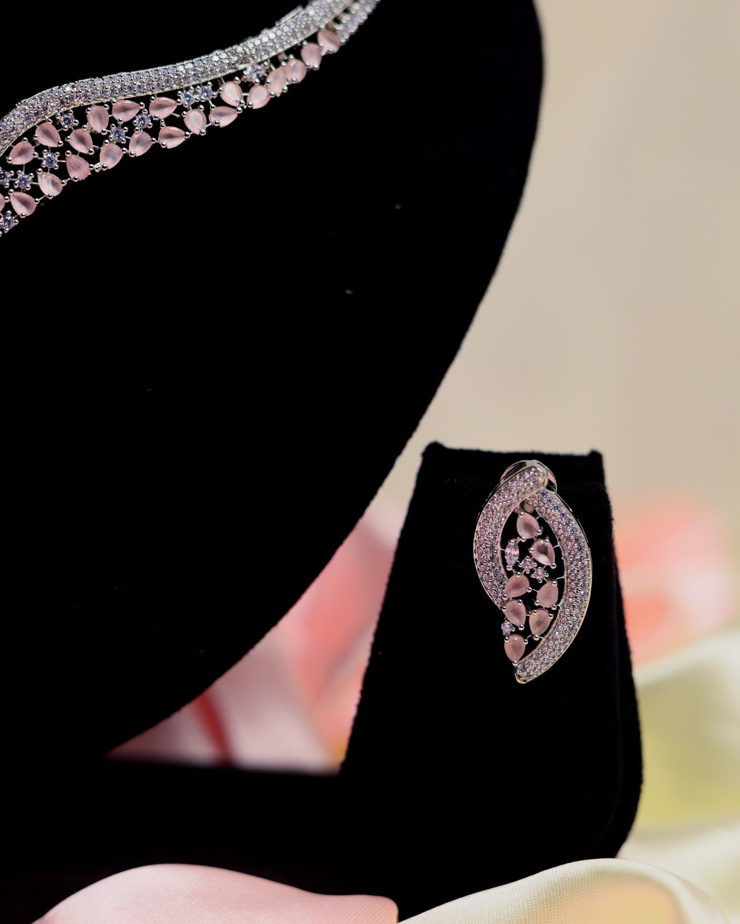 Ruhani Blush by Suwarnikaa Jewels American Diamond Necklace Set