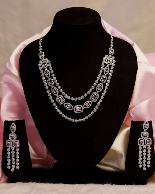 White Scarlet Glow by Suwarnikaa Jewels American Diamond Necklace Set