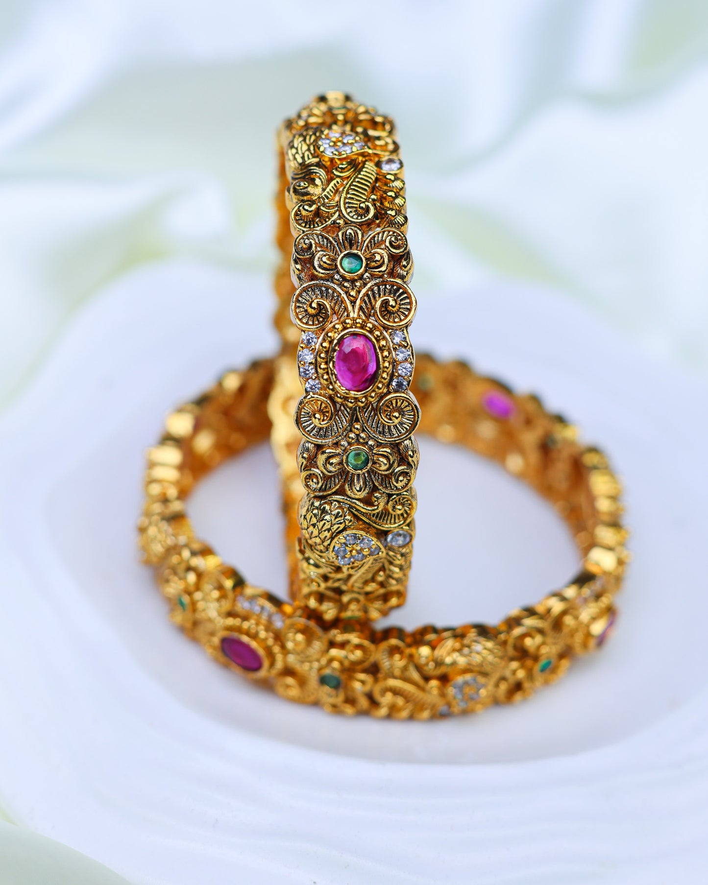 Ruby Peacock Bridal Premium Bangels 2.4" size