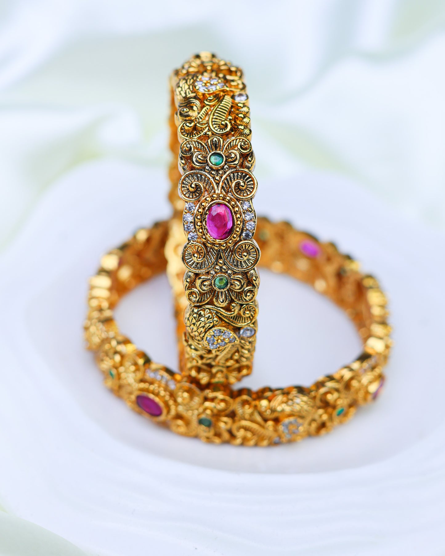 Ruby Peacock Bridal Premium Bangels 2.4" size