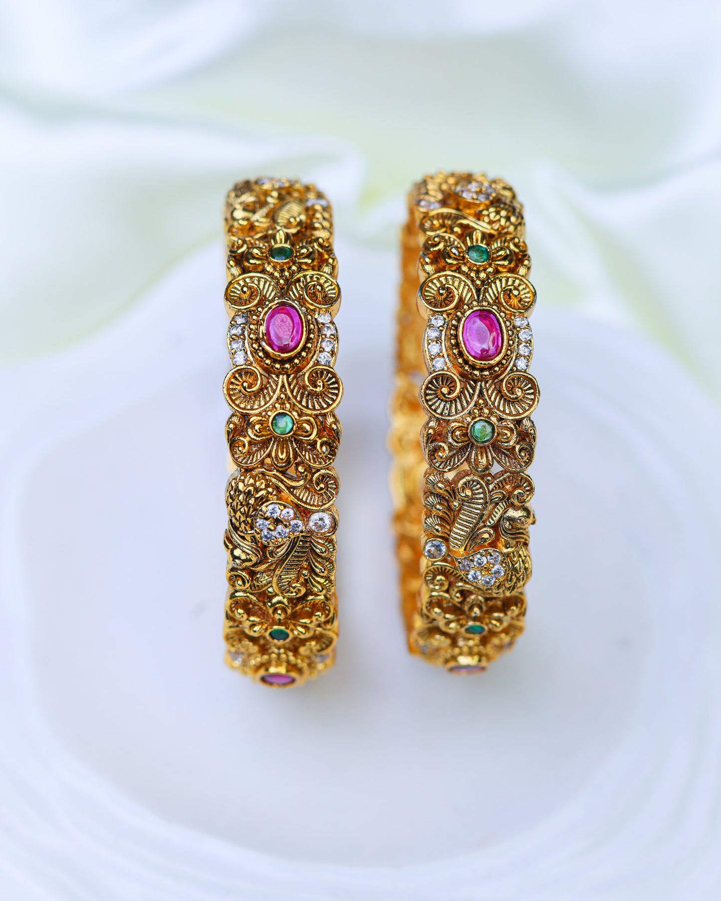 Ruby Peacock Bridal Premium Bangels 2.4" size