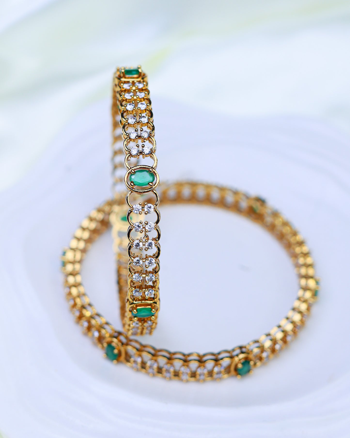 Royal Emerald Chain Bangle Premium Bangels 2.6" size