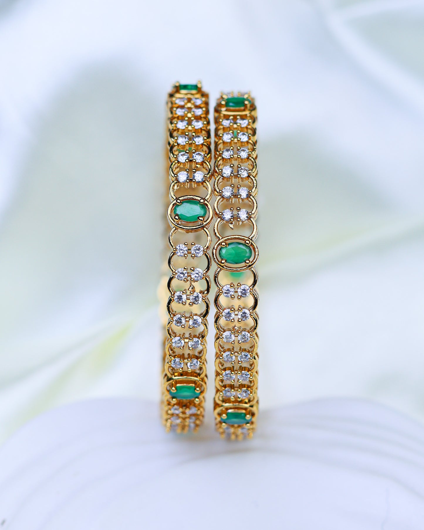 Royal Emerald Chain Bangle Premium Bangels 2.6" size