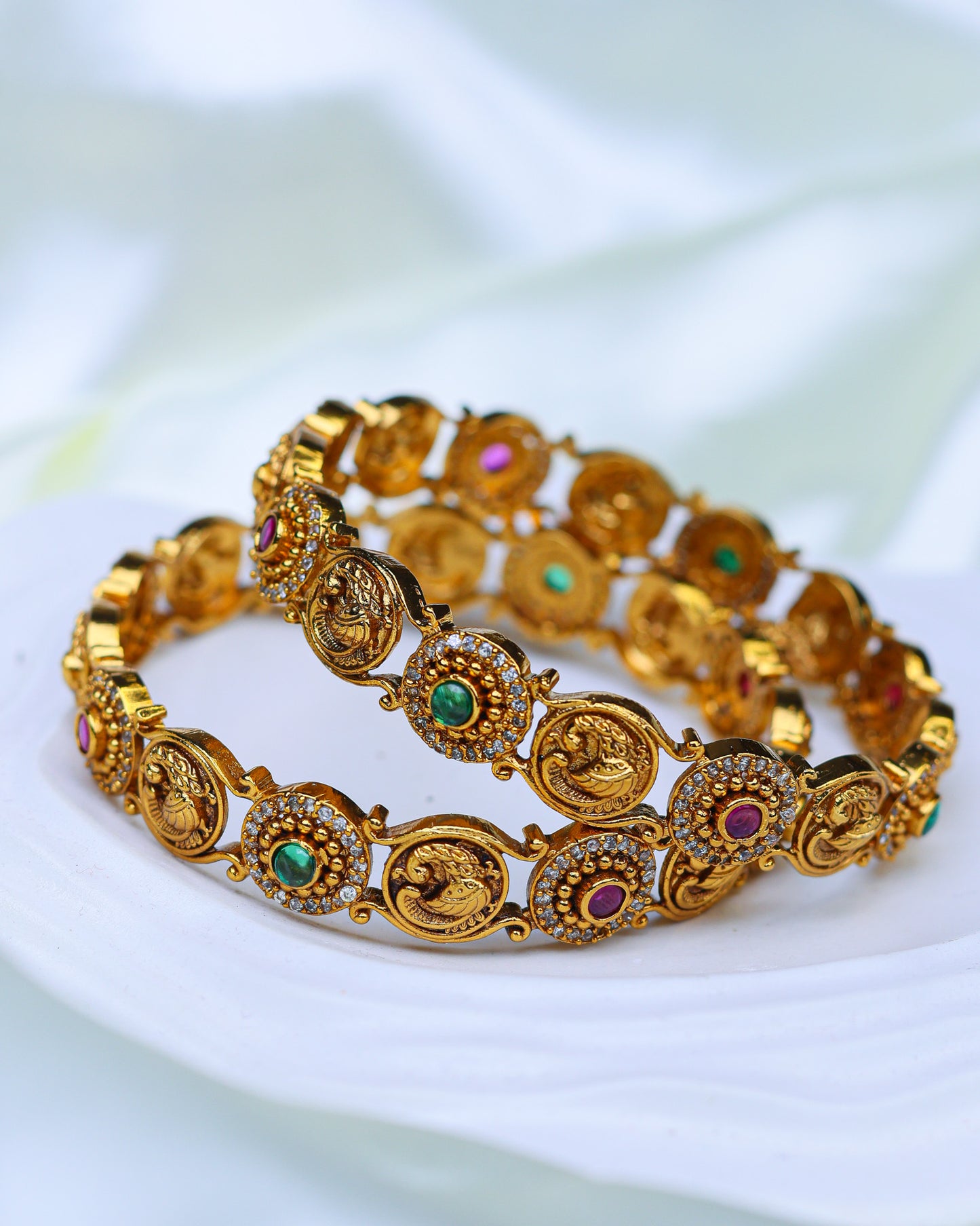 Royal Peacock Stone Bangle  Premium Bangels (size 2.8")