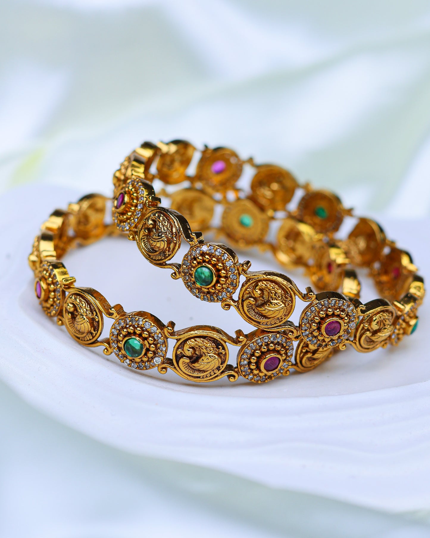 Royal Peacock Stone Bangle  Premium Bangels (size 2.8")