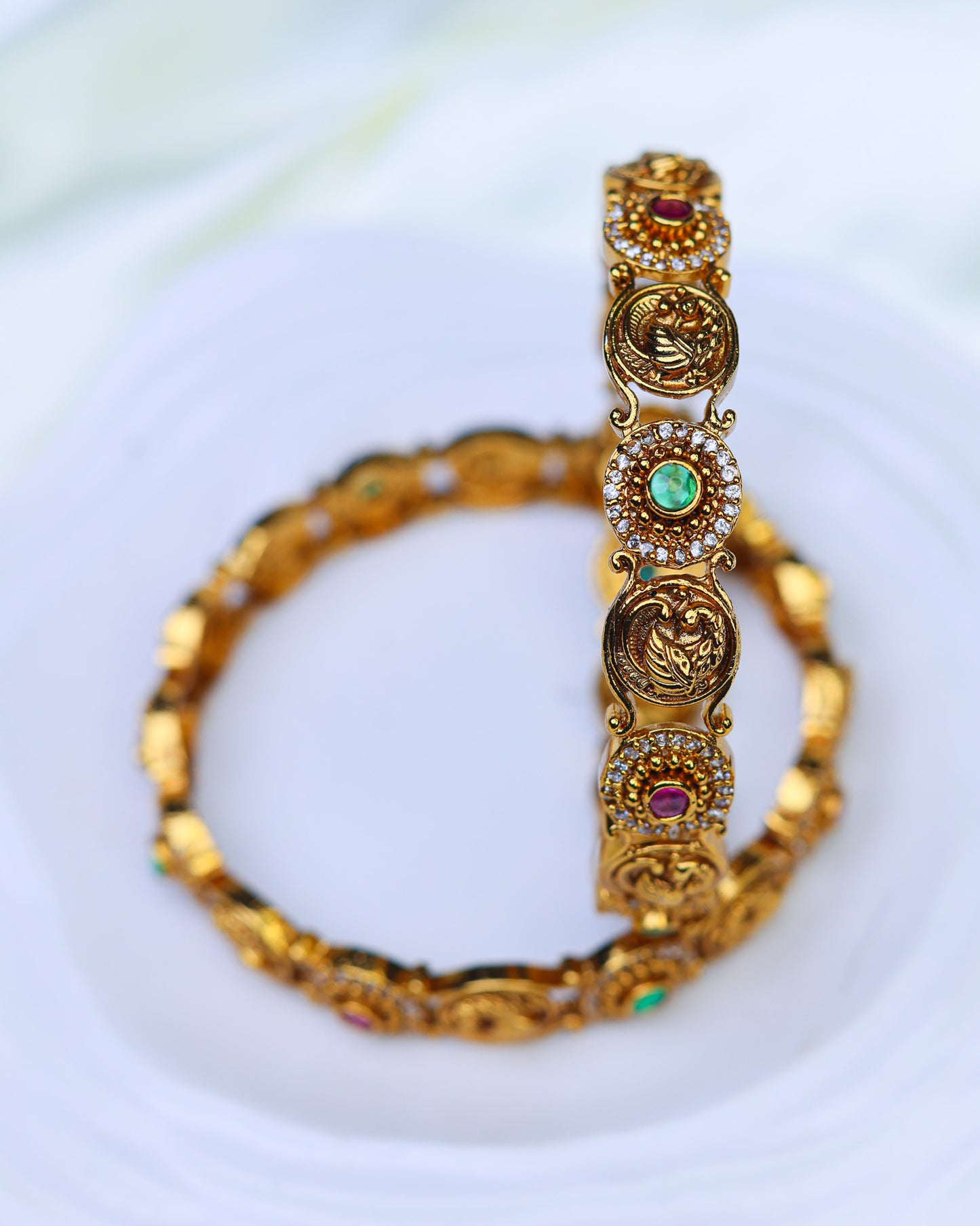Royal Peacock Stone Bangle  Premium Bangels (size 2.8")