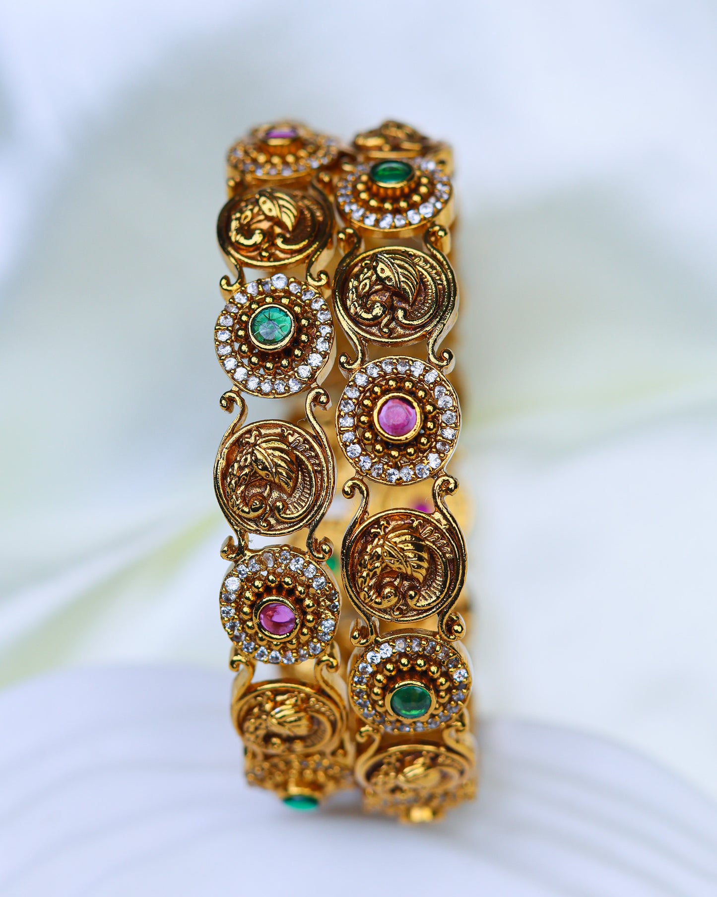 Royal Peacock Stone Bangle  Premium Bangels (size 2.8")