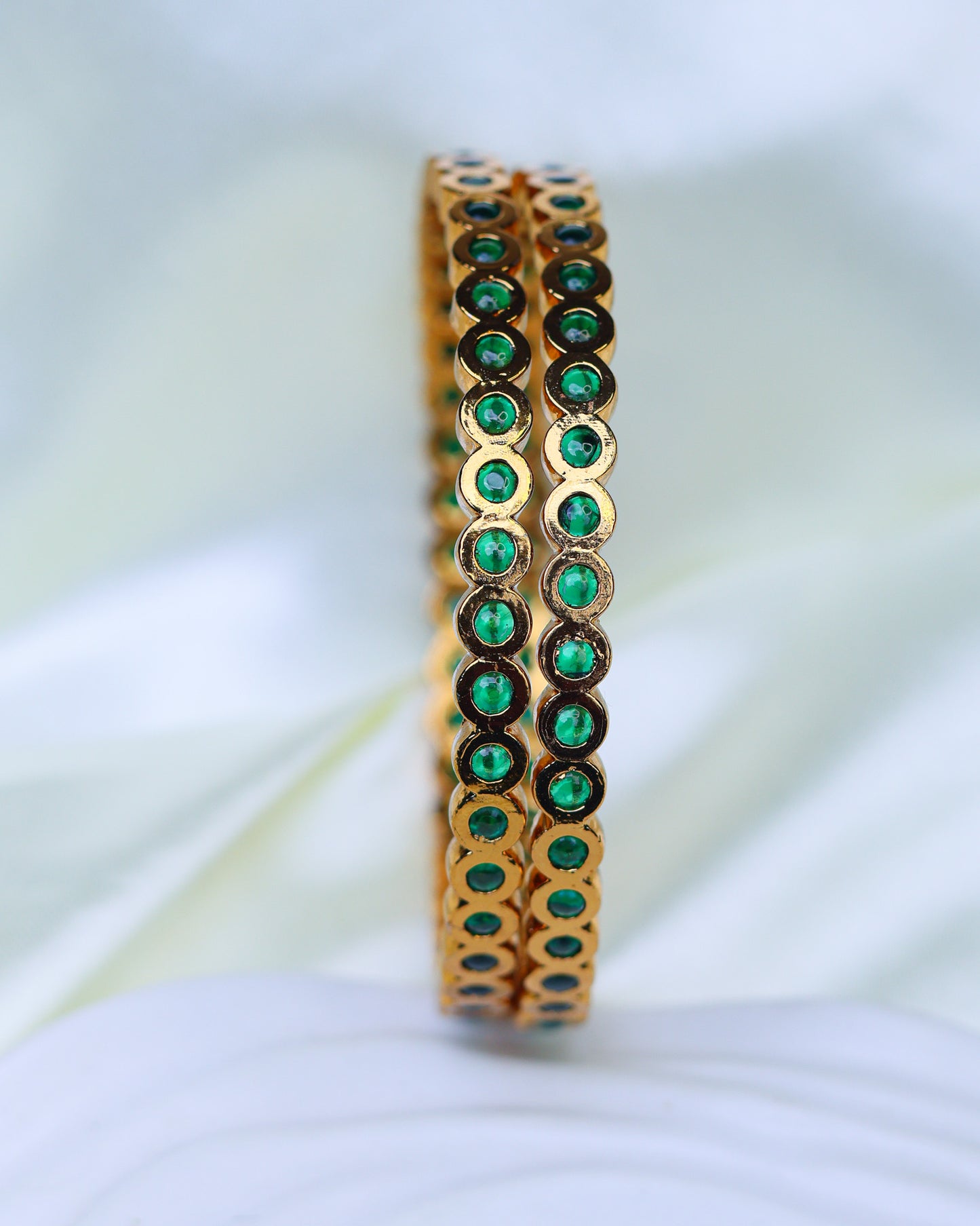 Suwarnikaa Emerald Dots Premium Bangels 2.6" size
