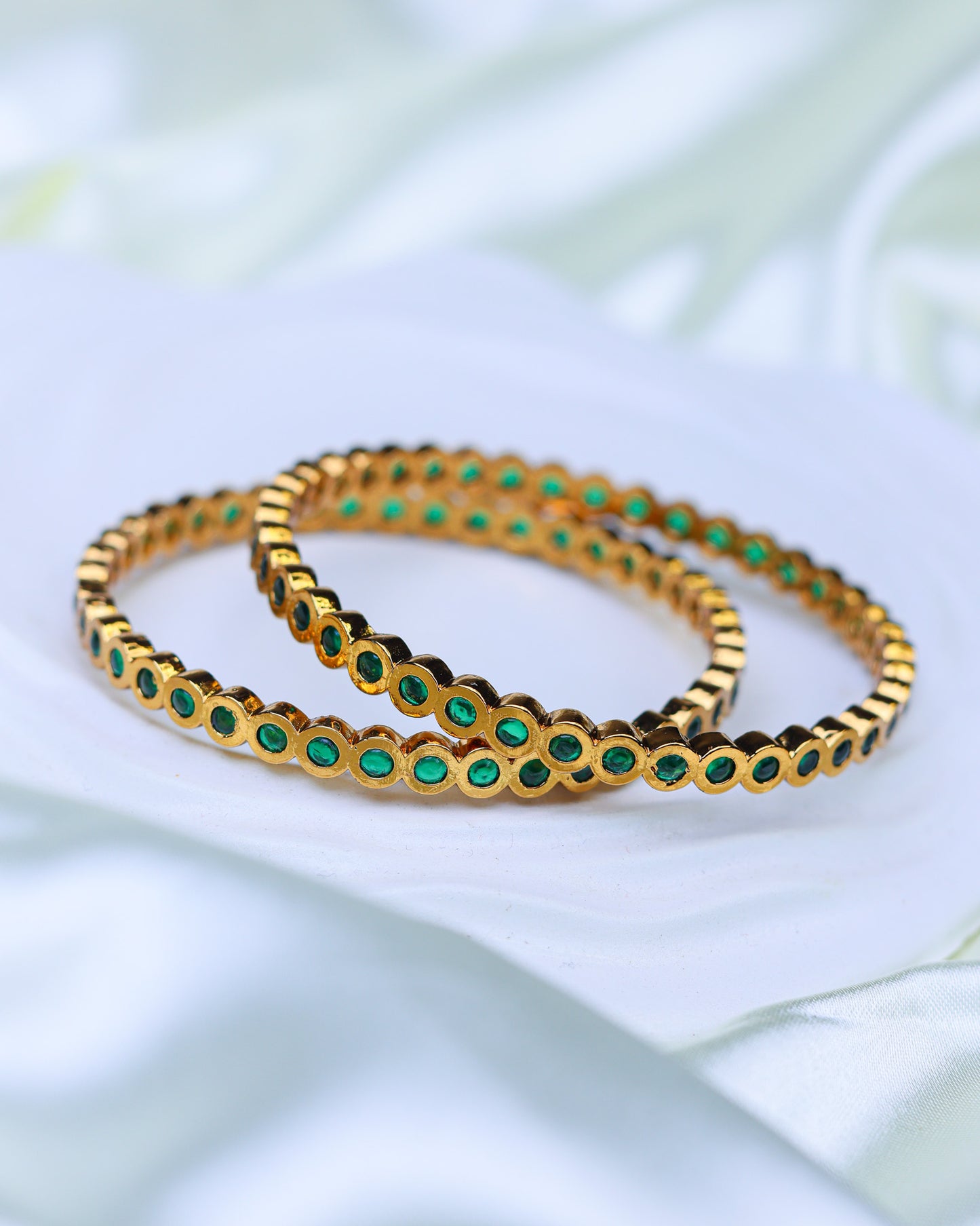 Suwarnikaa Emerald Dots Premium Bangels 2.6" size