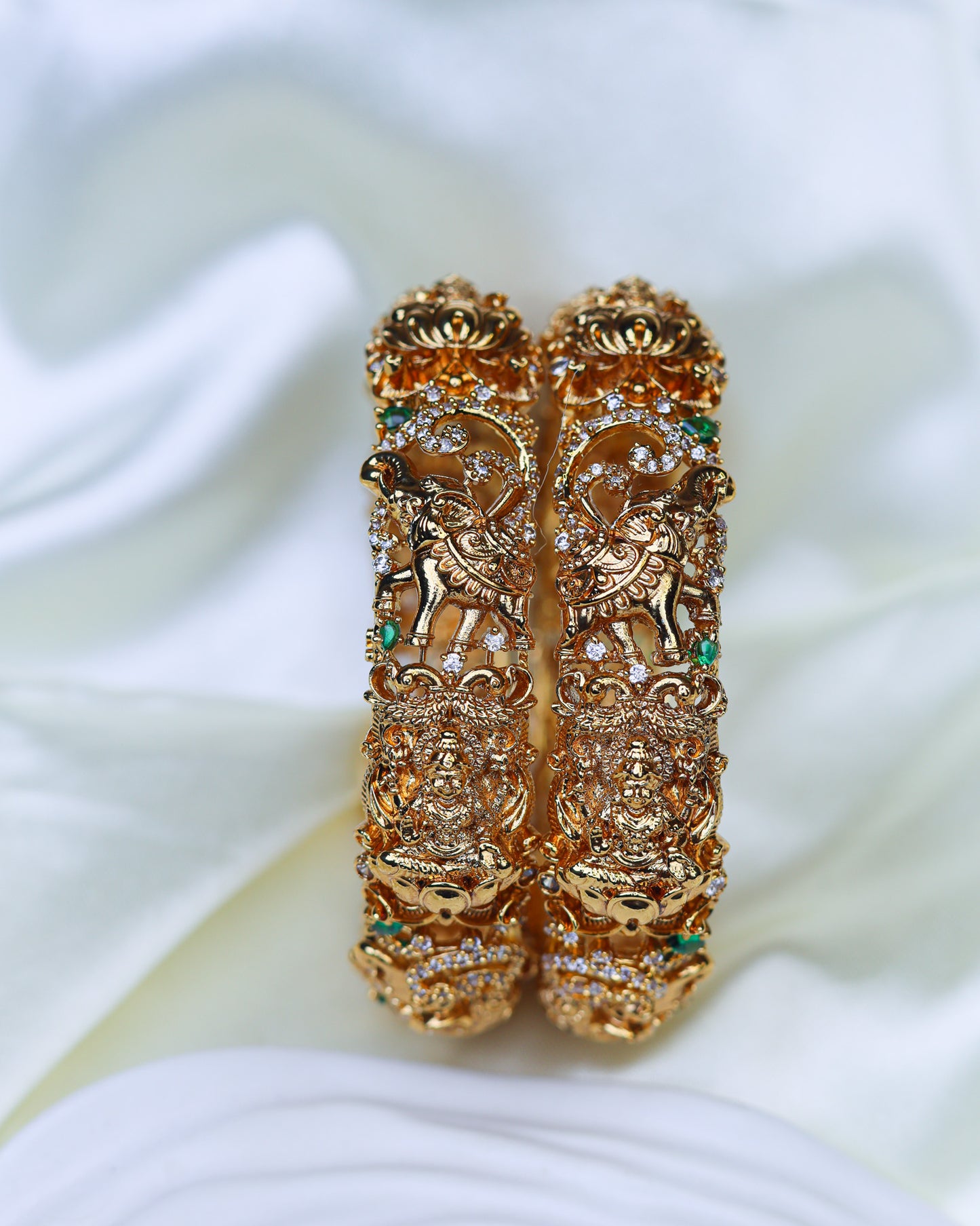 Gaja Mayura Temple Bangle Premium Bangels ( openable ) Fits to 2.4 & 2.6" size