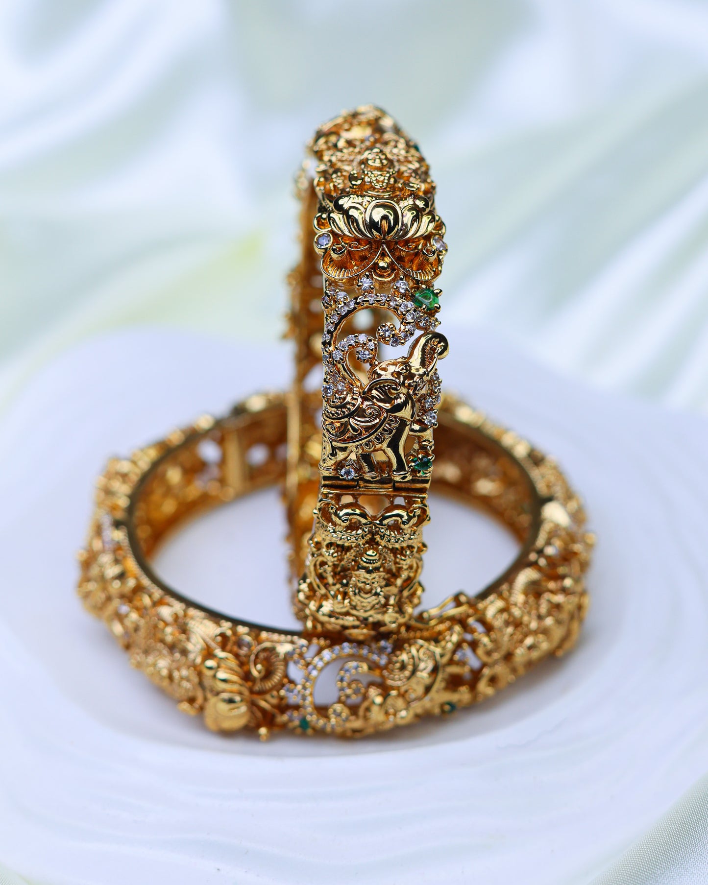 Gaja Mayura Temple Bangle Premium Bangels ( openable ) Fits to 2.4 & 2.6" size