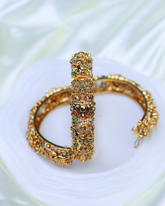 Gaja Mayura Temple Bangle Premium Bangels ( openable ) Fits to 2.4 & 2.6" size