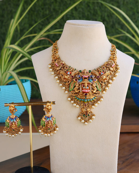 Swarna Mayura Lakshmi Meenakari Necklace - (Premium Edition) – By Suwarnikaa Jewels