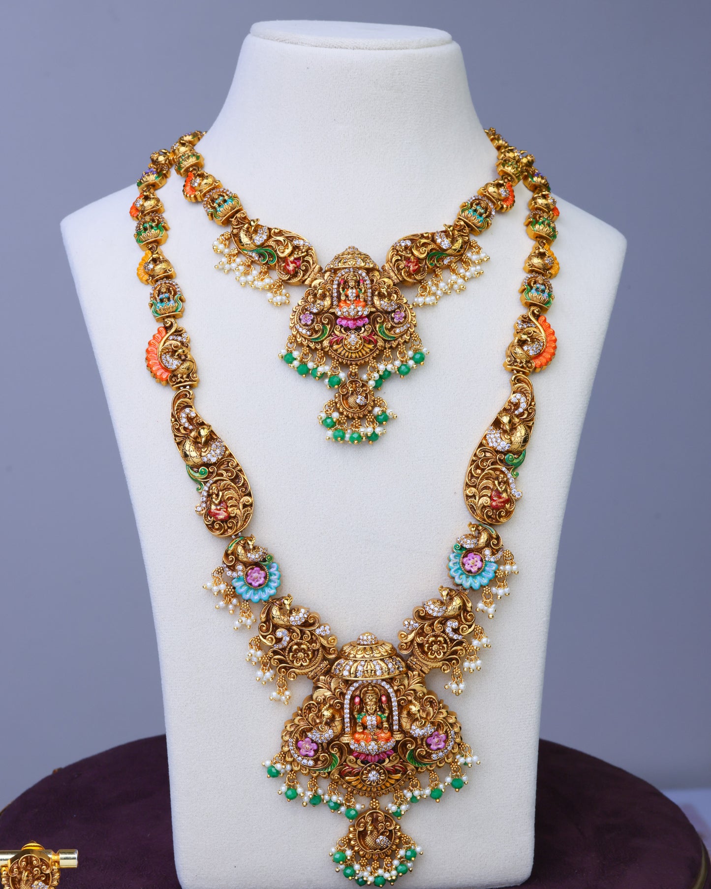 Sri Mahalakshmi Pushpavalli Vaibhava Bridal  Meenakari  Set - (Premium Masterpiece Edition) – By Suwarnikaa Jewels