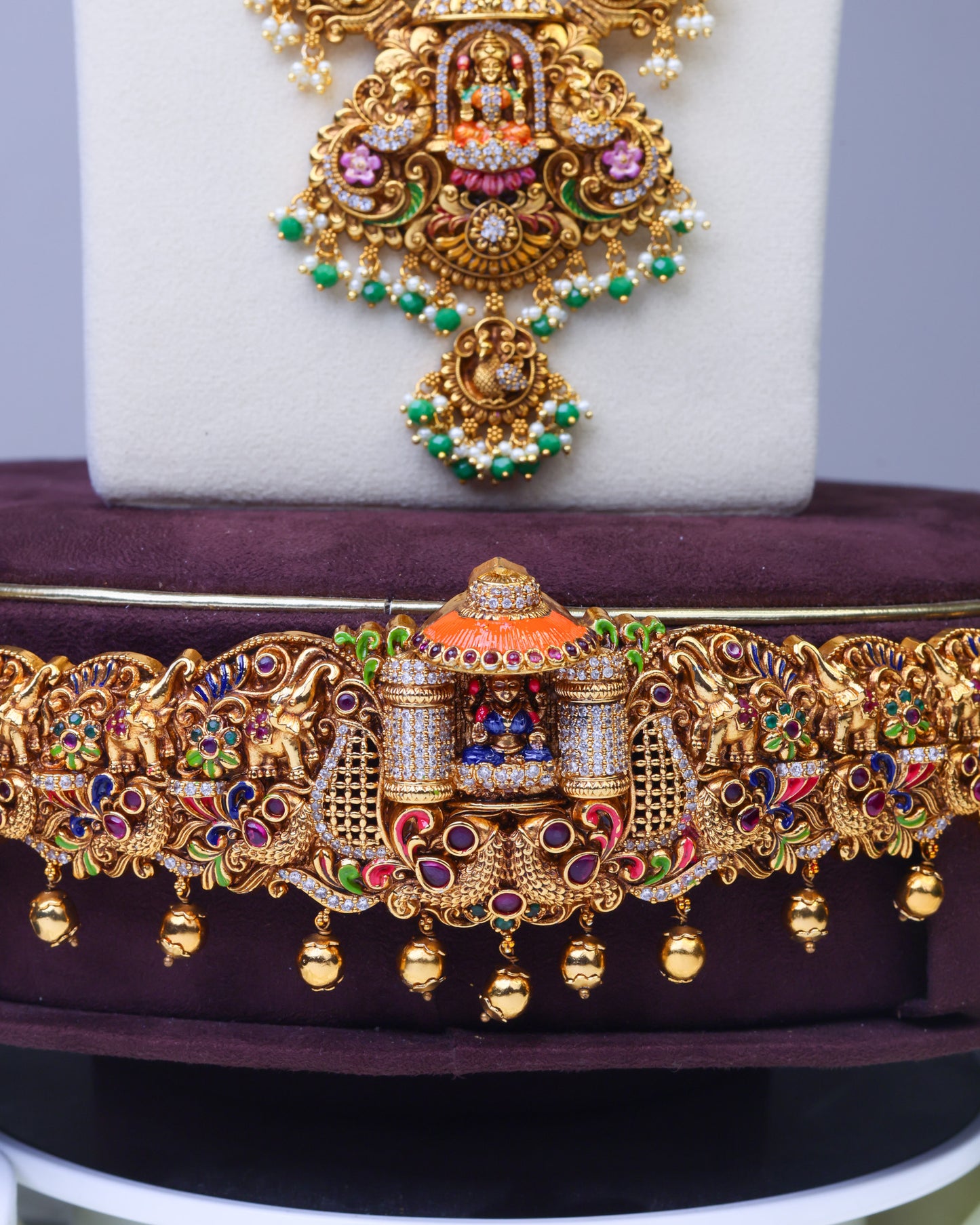 Sri Mahalakshmi Pushpavalli Vaibhava Bridal  Meenakari  Set - (Premium Masterpiece Edition) – By Suwarnikaa Jewels