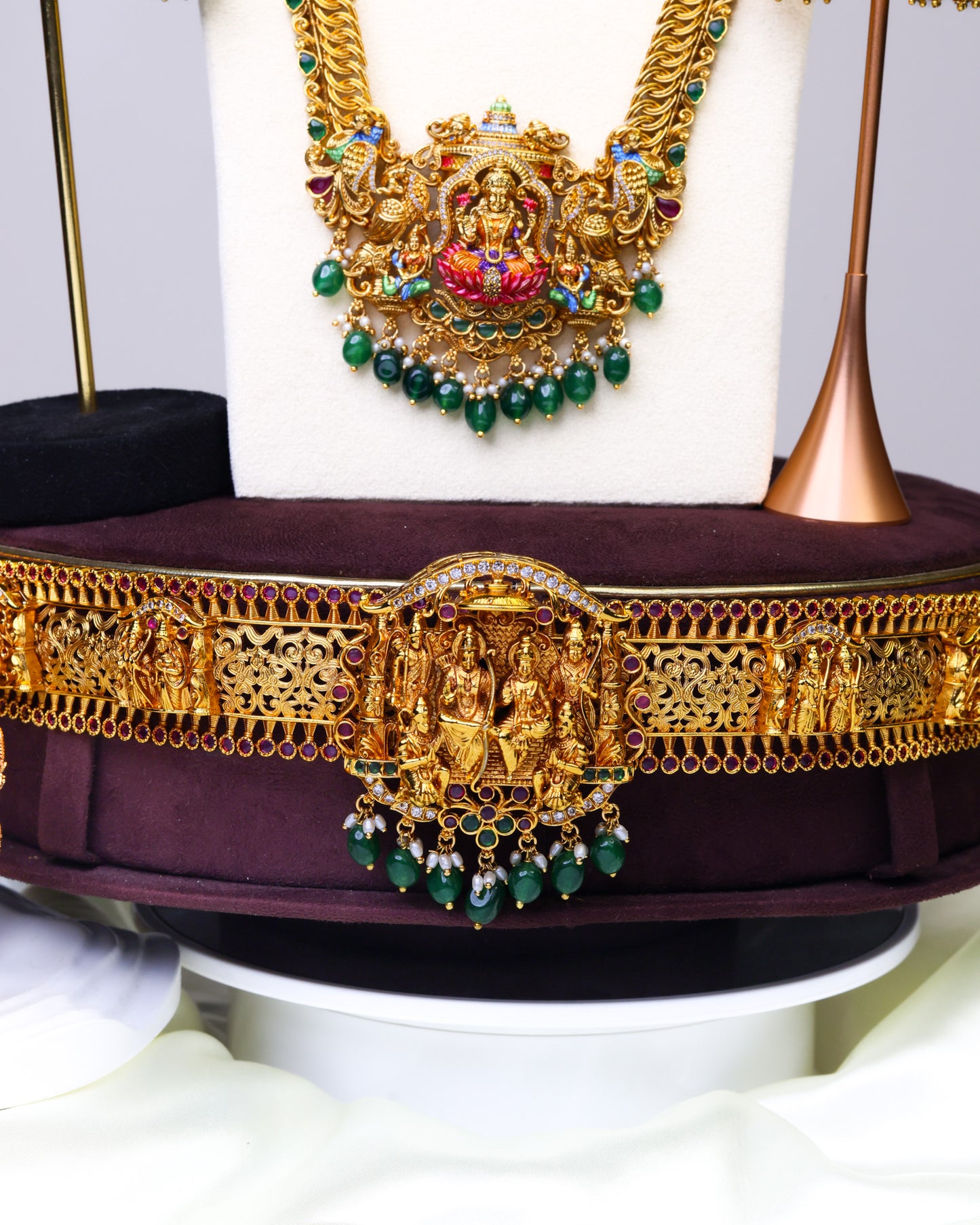 Sri Mahalakshmi Mayura Mandapam Vaibhava Bridal Meenakari  Set - (Premium Masterpiece Edition) – By Suwarnikaa Jewels
