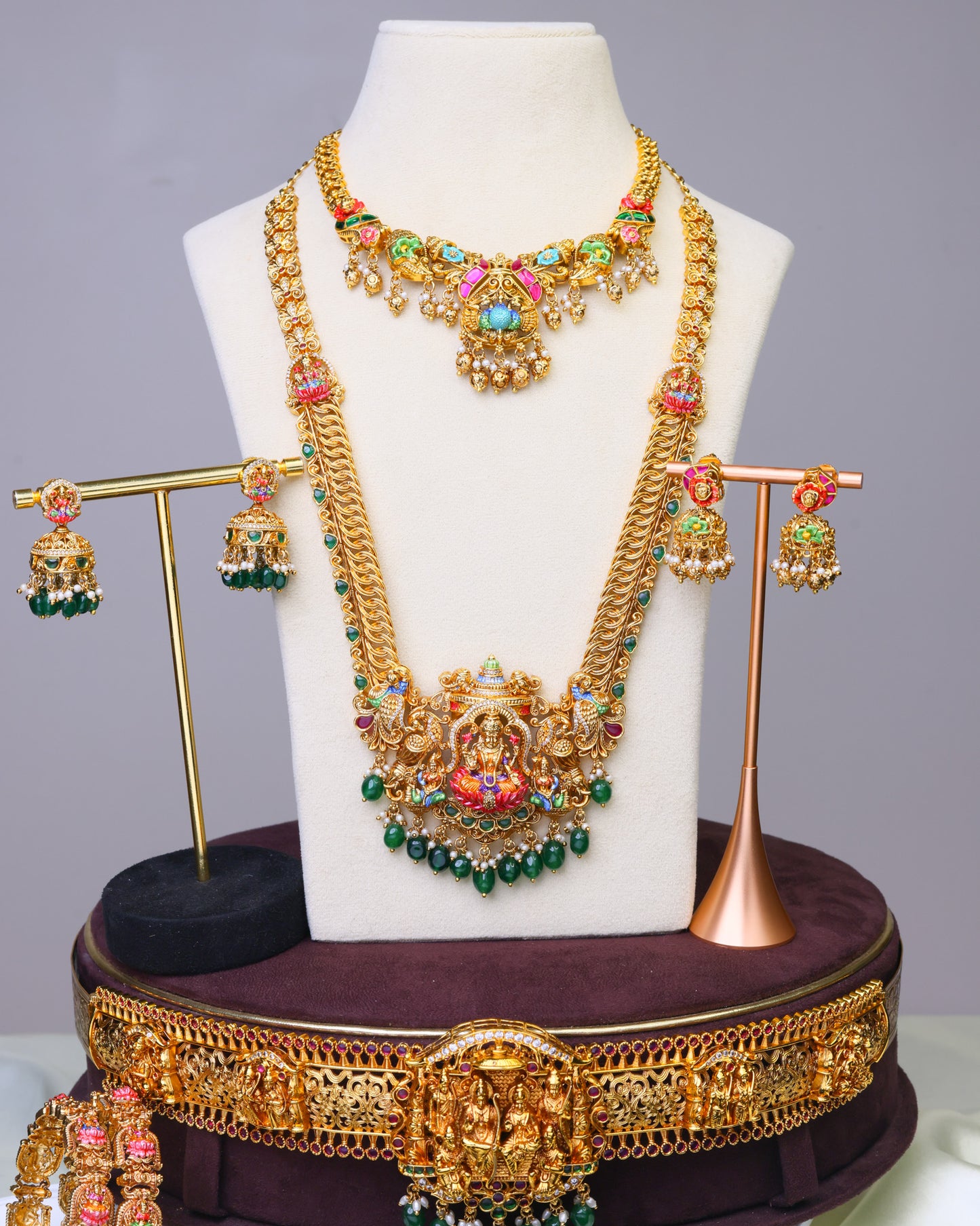 Sri Mahalakshmi Mayura Mandapam Vaibhava Bridal Meenakari  Set - (Premium Masterpiece Edition) – By Suwarnikaa Jewels
