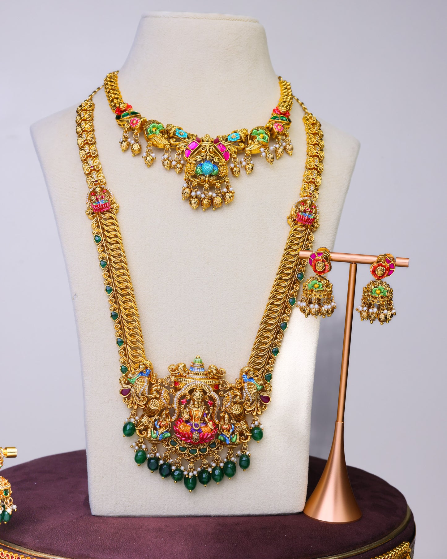 Sri Mahalakshmi Mayura Mandapam Vaibhava Bridal Meenakari  Set - (Premium Masterpiece Edition) – By Suwarnikaa Jewels