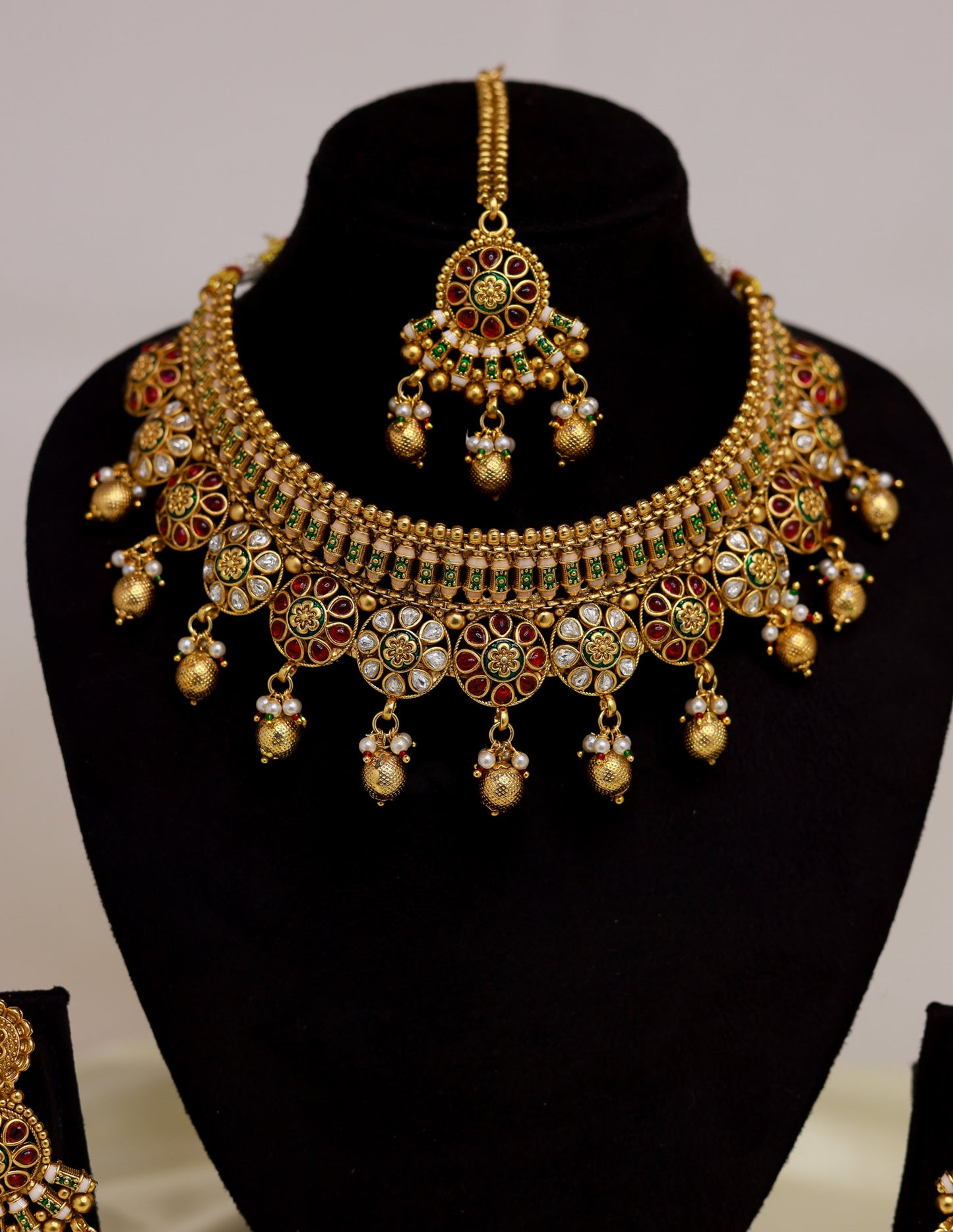 Amruthanjali Classic Green & Ruby  Choker  set by Suwarnikaa Jewels