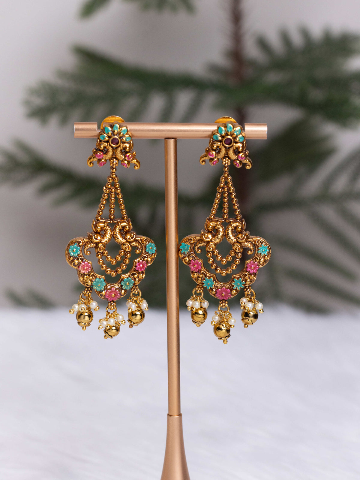 Swarna Dasavatara meenakari Temple Necklace Set  by suwarnikaa jewels