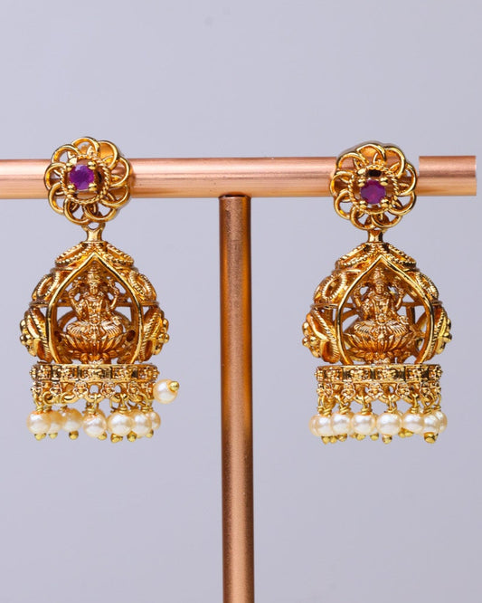 Swarna Lakshmi Temple Earrings  by Suwarnikaa jewels