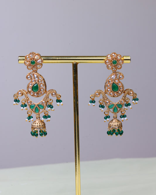 Emerald Chandrika Jhumkas  by Suwarnikaa jewels