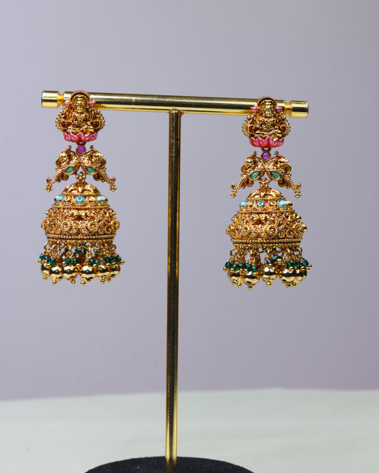 Aishwarya Lakshmi Meenakari Jhumkas  by Suwarnikaa jewels