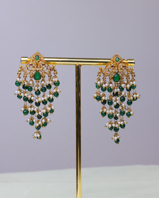 Elite Emerald Pearl Drops by Suwarnikaa jewels