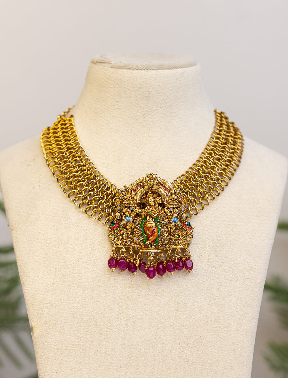 Grand Sri Krishna Meenakari choker  - (Premium Masterpiece Edition) – By Suwarnikaa Jewels