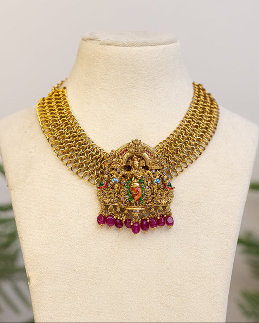 Grand Sri Krishna Meenakari choker  - (Premium Masterpiece Edition) – By Suwarnikaa Jewels