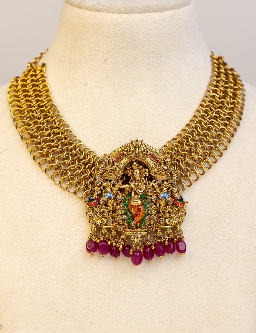 Grand Sri Krishna Meenakari choker  - (Premium Masterpiece Edition) – By Suwarnikaa Jewels