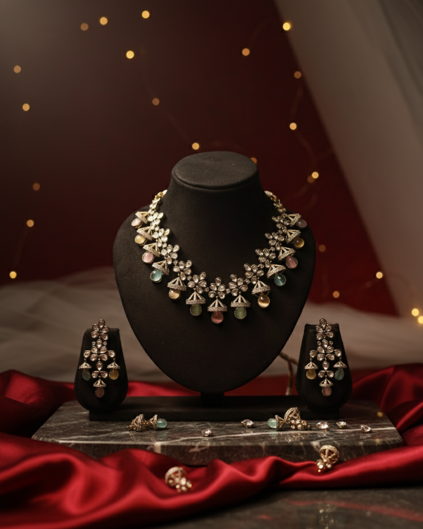 Suwarnikaa’s Queen’s Secret – Kundan & Moissanite Necklace Set